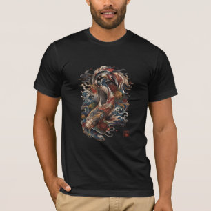 Camiseta Peixe Koi Japonês Tatuagem Tradicional Japonesa