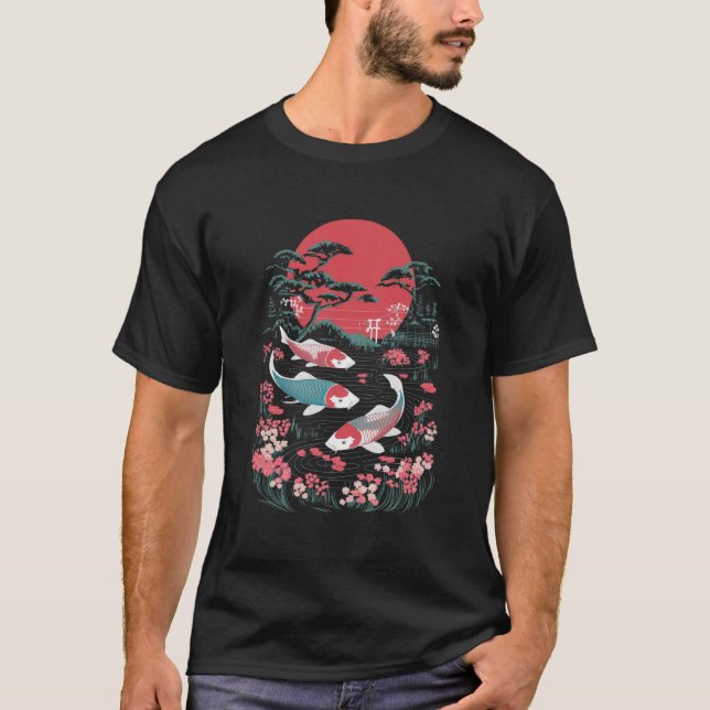 Camiseta Peixe Koi Japonês - Yin Yang Harmony (Frente)
