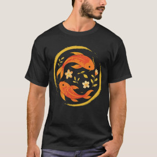 Camiseta Peixe Koi Laranja Design Minimalista Elegante Japo