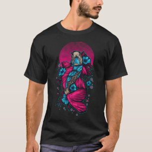 Camiseta Peixe Koi Mecânico Exótico em Flor Elegância