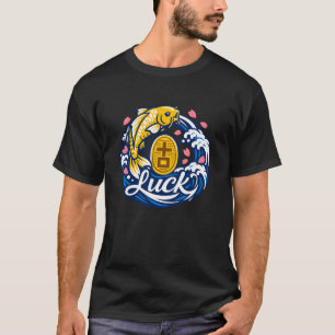 Camiseta Peixe Koi Sortudo Onda Japonesa Arte Zen Manga Lon