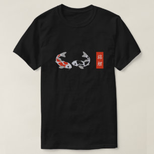 Camiseta Peixe-Koi Vermelho e Preto