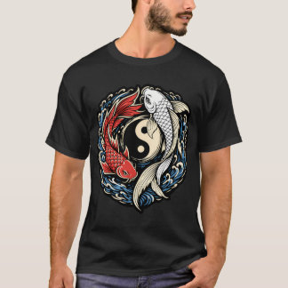 Camiseta Peixe Koi Yin Yang – Design de Tatuagem Japonesa