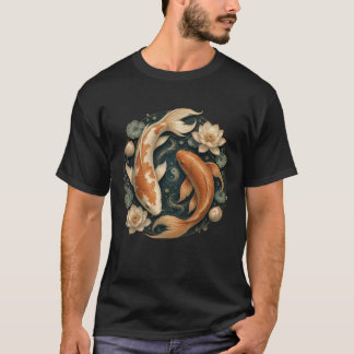 Camiseta Peixe Koi Yin Yang Japonês Zen Lótus Espiritual