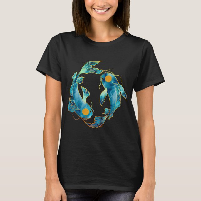 Camiseta Peixe Koi Ying Yang Aquarela (Frente)