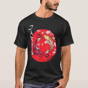 Camiseta Peixe Koi Ying Yangbandeira japonesa Japão - Flor