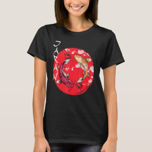 Camiseta Peixe Koi Ying Yangbandeira japonesa Japão Flor d