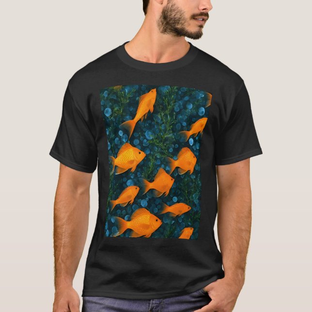 Camiseta Peixe Laranja Entre Algas e Bolhas (Frente)