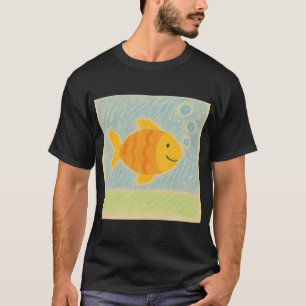 Camiseta Peixe Laranja Sorridente com Bolhas