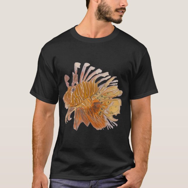 Camiseta Peixe-Leão Desenhado à Mão (Frente)