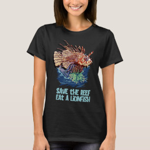 Camiseta Peixe-Leão Salva O Recife Coma Leão Engraçado Fofo