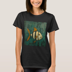 Camiseta Peixe Listrado Preto e Amarelo Tropical