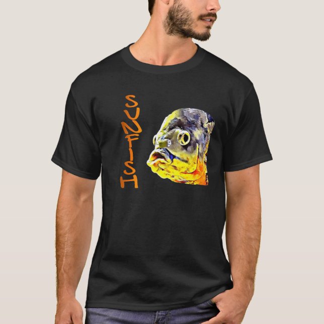 Camiseta Peixe-Lua com Design Gráfico Pintado a Óleo para H (Frente)