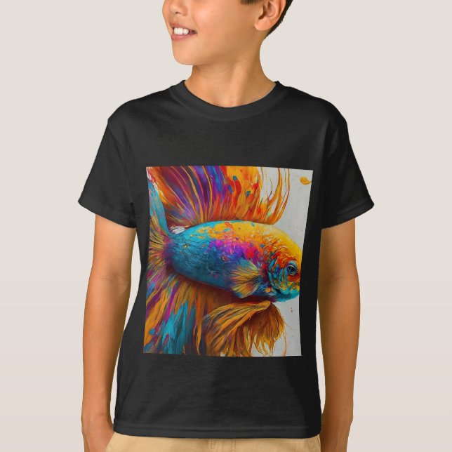 Camiseta peixe-lutador a cores (Frente)