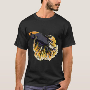 Camiseta peixe-lutador laranja e preto