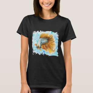 Camiseta peixe-lutador-siamês laranja com fundo