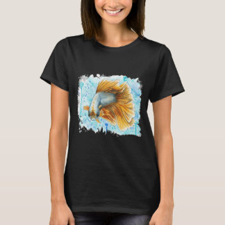 Camiseta peixe-lutador-siamês laranja com fundo