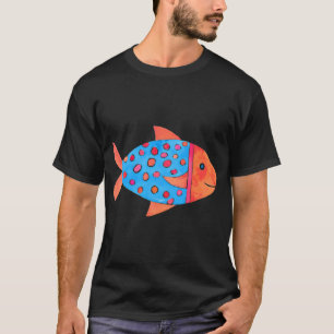 Camiseta Peixe Manchado Aquarela Laranja e Azul