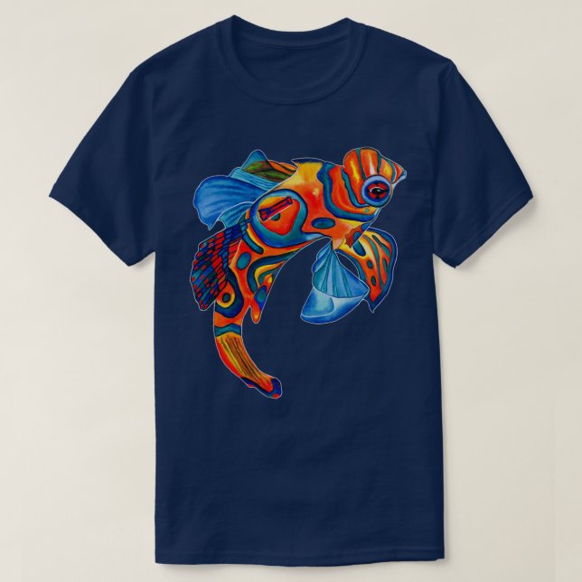 Camiseta Peixe-mandarim Mandarin dragonet original watercol (Frente do Design)