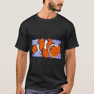 Camiseta Peixe-palhaço com fundo de onda azul