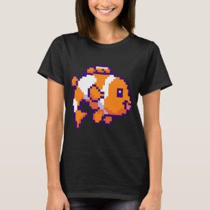 Camiseta Peixe-palhaço pixel em laranja e branco
