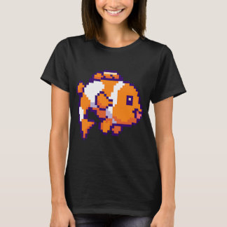 Camiseta Peixe-palhaço pixel em laranja e branco