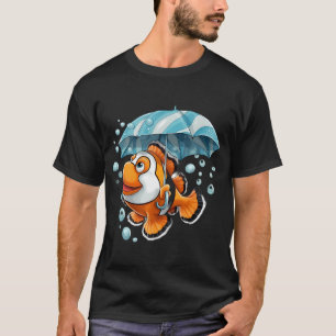 Camiseta Peixe-Palhaço Segurando um Guarda-Chuva