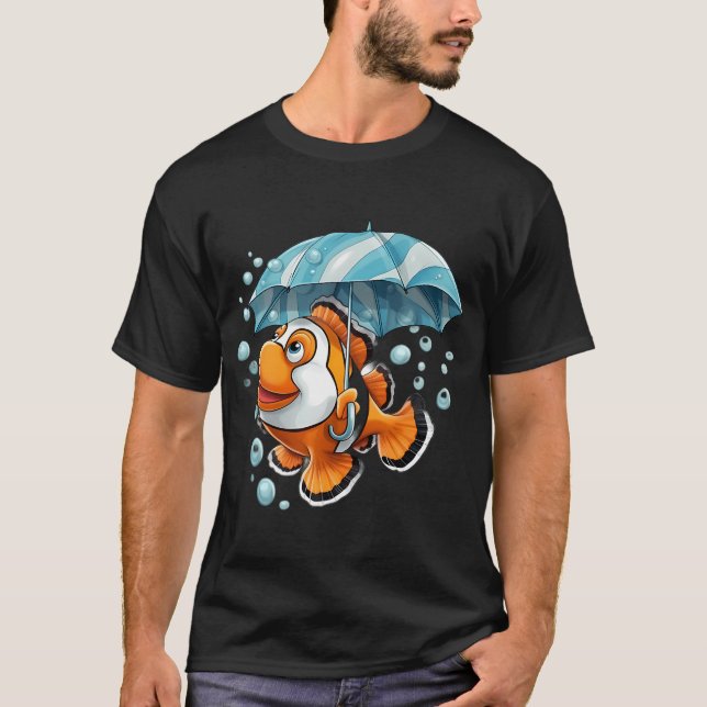 Camiseta Peixe-Palhaço Segurando um Guarda-Chuva (Frente)