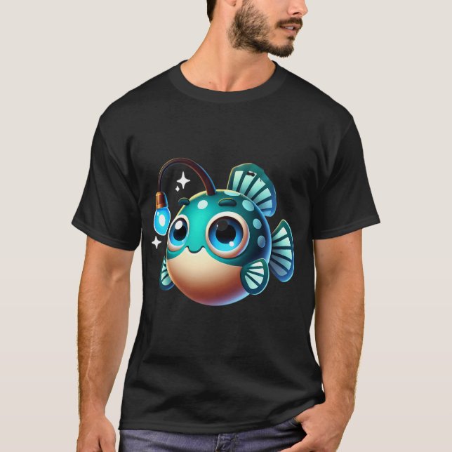 Camiseta Peixe-Pescador Adorável (Frente)
