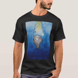 Camiseta Peixe-pescador nadando em direção à luz.