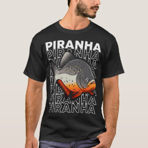 Camiseta Peixe Piranha de Barriga Vermelha Peixe Monstro do