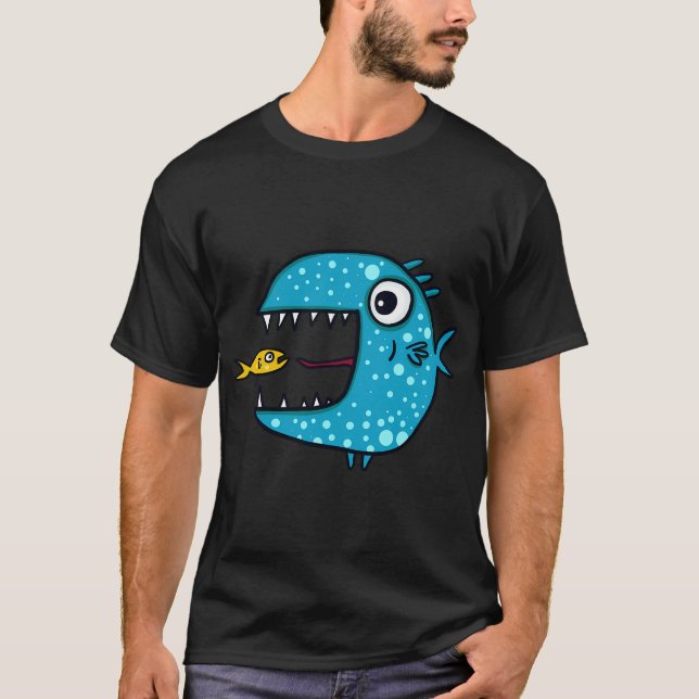 Camiseta peixe predador azul (Frente)