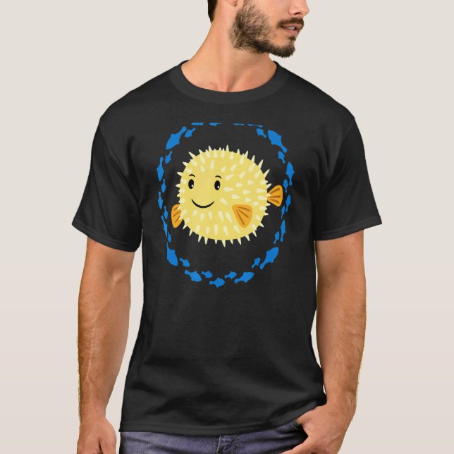 Camiseta Peixe-Pufe Ridículo Pequeno Em Círculo De Peixe (Frente)