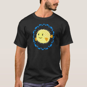 Camiseta Peixe-Pufe Ridículo Pequeno Em Círculo De Peixe