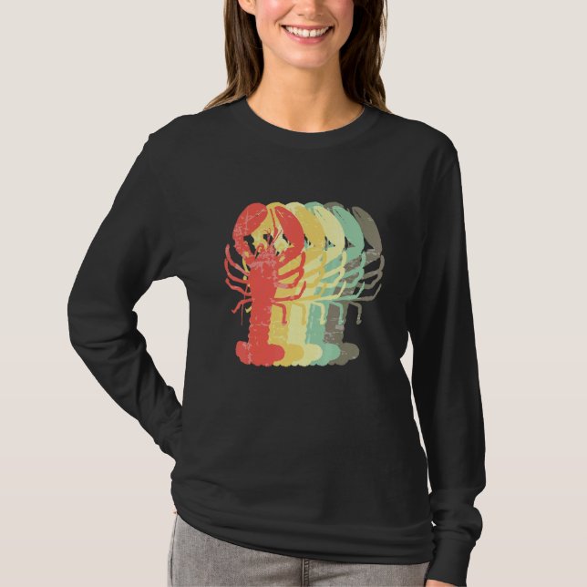 Camiseta Peixe-Rastango Retro Comendo Frutos Do Mar Cajun (Frente)