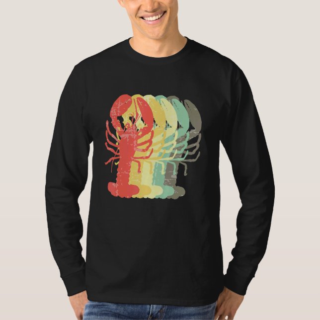 Camiseta Peixe-Rastango Retro Comendo Frutos Do Mar Cajun (Frente)