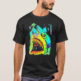 Camiseta Peixe Rosto de Tubarão Pop Art