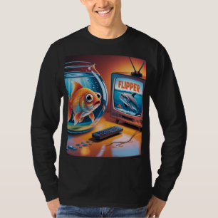 Camiseta peixe SE DIVERTINDO ao assistir FLIPPER