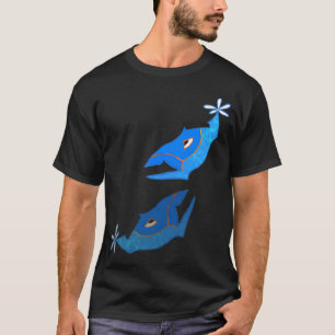 Camiseta peixe simétrico azul