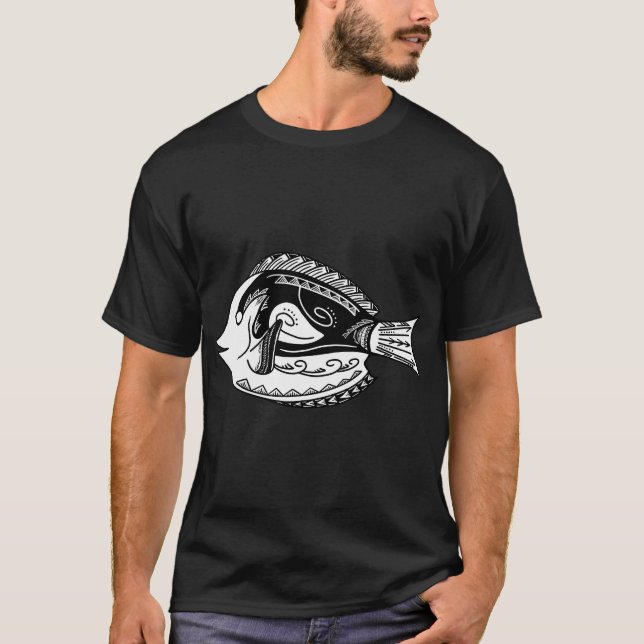 Camiseta Peixe Tangue Azul Tribal (Frente)