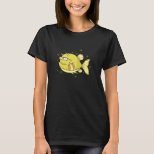 Camiseta Peixe-vaca como Nerd com Aquário de Livros