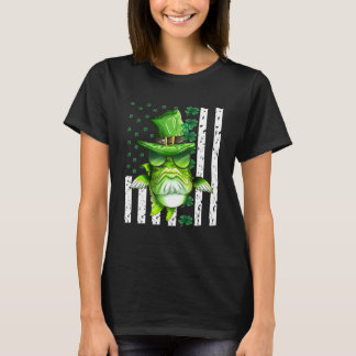Camiseta Peixe Verde Carpa Bandeira EUA Dia De São Patrício