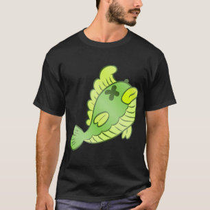 Camiseta Peixe Verde Morto Fofo Desenho - Peixe Assustador