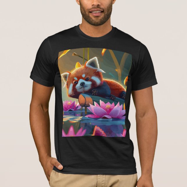 Camiseta Peixe vermelho deitado num lago de lótus (Frente)