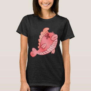 Camiseta Peixe Vermelho Morto Fofo Desenho - Peixe Assustad