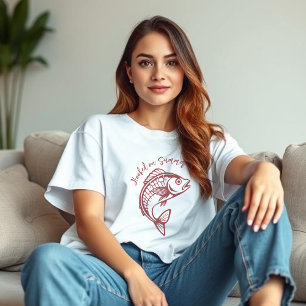 Camiseta Peixe viciado em Vermelho de Verão