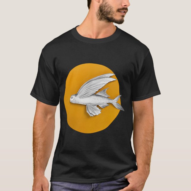 Camiseta Peixe voador contra a lua (Frente)