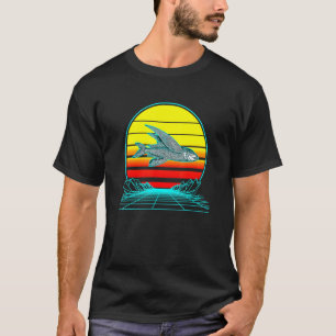 Camiseta Peixe Voador do Pôr do Sol Vintage Retrô
