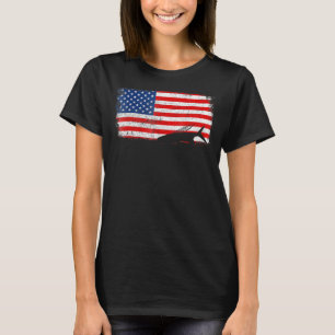 Camiseta Peixe Voador Patriótico Bandeira Americana Vintage