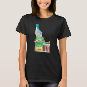 Camiseta Peixe Voador Pescador Pesca Mapa do Estado de Idah